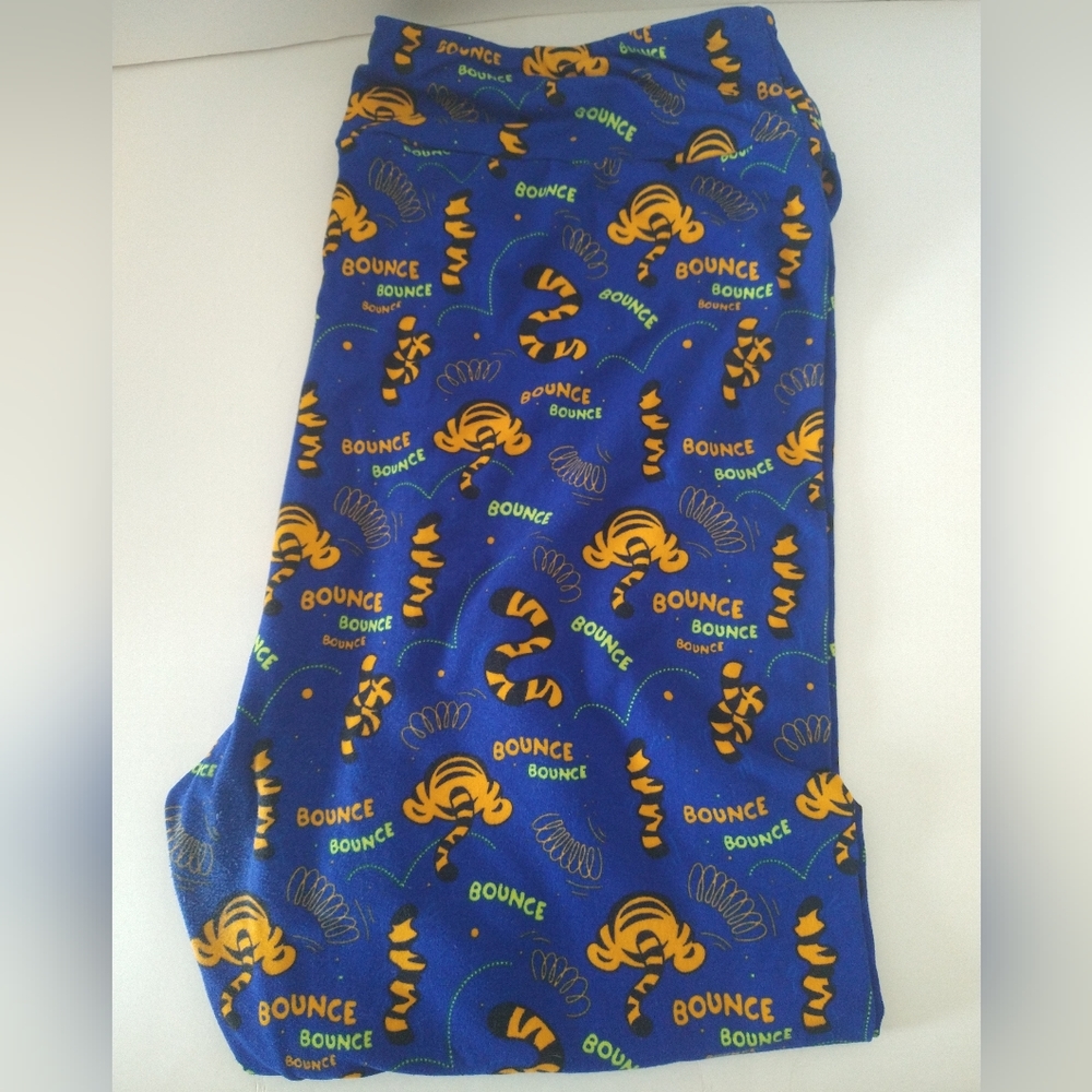 Ambrie Plus Capri Leggings Disney Tigger Bounce Blue With Orange Bounce & Tails